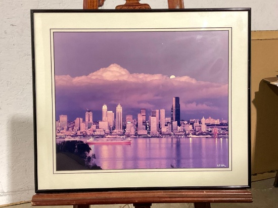 Framed and signed photography print from Chuck Pefley, Emerald City Moonrise, 1991