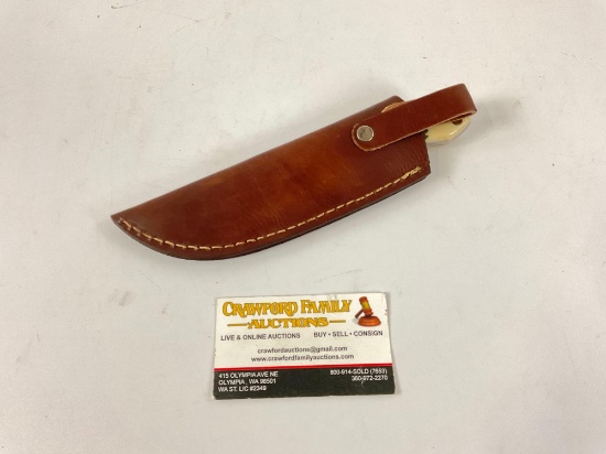 Handmade Damascus steel tanto knife with custom bone handle with bear engraving and leather sheath,