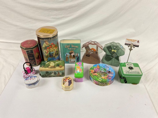 Assortment of different collectible tins from multiple brands, 12ct