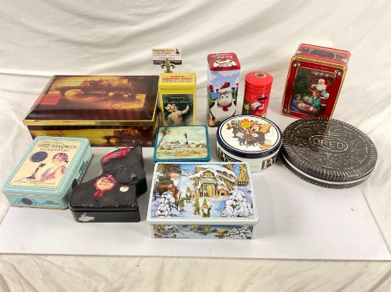 Small lot of assorted vintage/modern collectible tins, 11ct