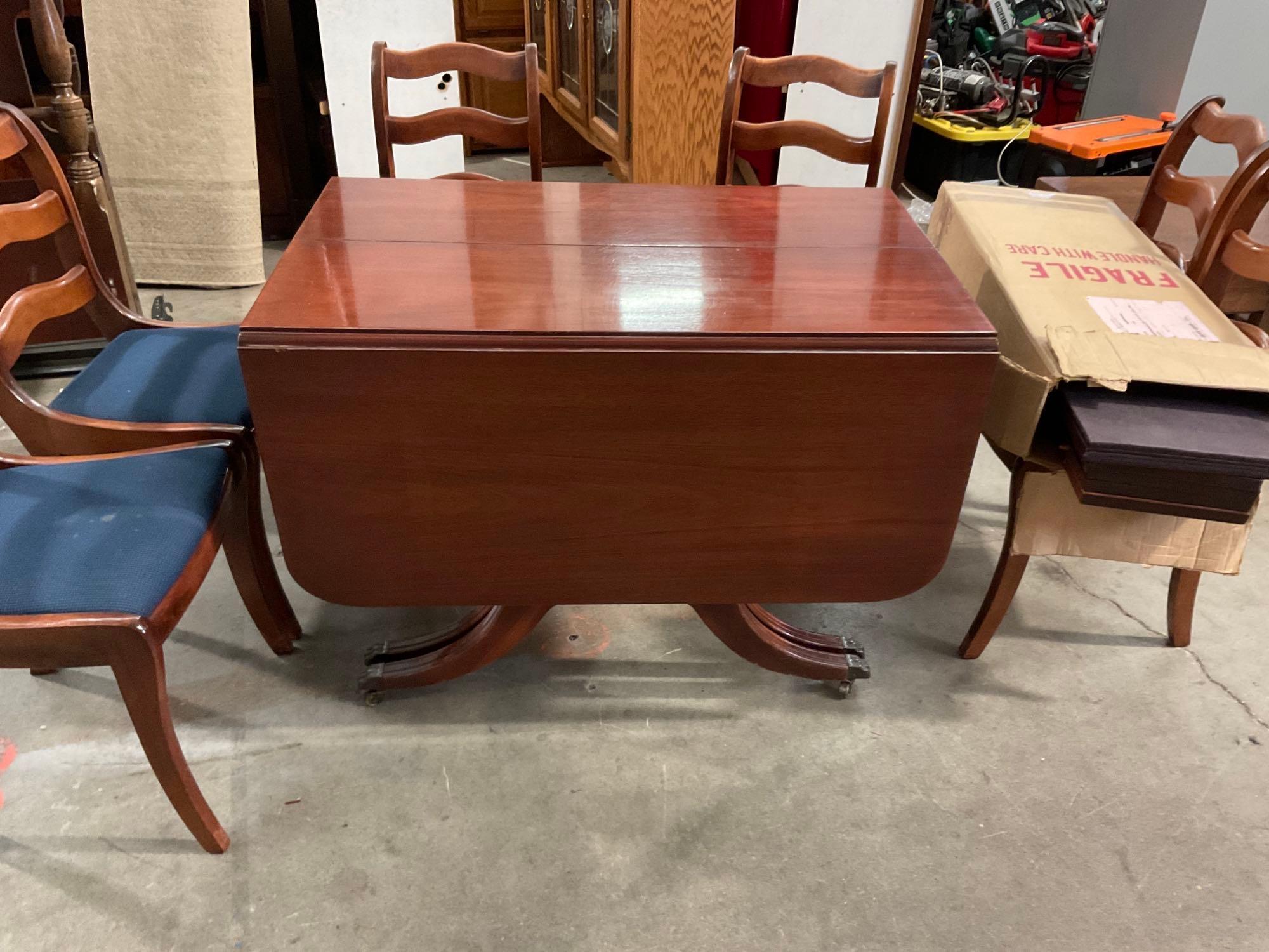 Antique Furniture Duncan Phyfe Drop Leaf Table And Chairs