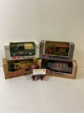 4x NIB 1:25 scale die cast model coin banks incl. Coca Cola brand delivery truck bank