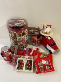 Large collection of Coca Cola related cards, truck & bottle opener + Xmas Pez dispensers