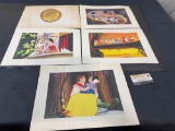 DISNEY Snow White and Seven Dwarfs Lithograph Collection of 4 pieces