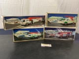 4 Emergency Model Vehicles by HESS in original packaging, Fire, Rescue, 2x Emergency Trucks
