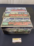 3x HESS Models in original packaging, RV, SUV, Toy Truck & Front Loader with extra vehicles