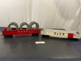 Duo of G & EP Culvert Gondola Train Cars Red, and White