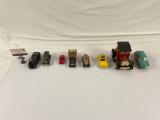 Collection of assorted die cast and plastic model cars in varying sizes, 8ct