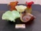 Carnival Glass & Fenton Colorful Glass, Amethyst, Marigold, Antique Pale Green Fenton Dish
