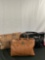 3x modern purses - Tan/light tobacco dual zip up Guess handbag, Kathy Van Zealand & Nine West