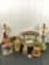 Vintage and antique collectibles lot incl. GORDON's Dry Gin salvage bottle, Burwood shelf, etc