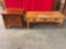 Vintage three-drawer mission style coffee table and lamp/side table