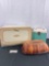 Vintage collectibles - Ecko Canada enameled metal bread box, Oven Brique & Amfile record case