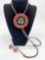 Lovely heavy sterling silver Native American Bolo tie w/ coral & Kingsman turquoise setting & tips