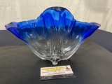 Gorgeous Steuben Blown Art Vase/Bowl Clear/Blue