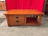 Vintage Bassett one-drawer mission style coffee table