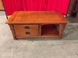Vintage Bassett one-drawer mission style coffee table