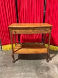 Antique tiger oak claw foot one-drawer hall table