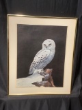 Vintage Signed Ltd Ed print of Snow Owl by artist Richard Moriarty