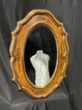 Vintage Oval mirror in Unique carved frame w/floral motif