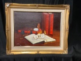 Vintage Oil on Canvas still life signed by artist Jo Holing