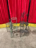 Pair of metal folding tri-panel outdoor plant stands