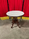 Antique wooden Victorian marble top side/hall table