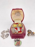 Selection of 5 vintage/antique sterling silver cufflinks incl. .925 & 18k gold Peruvian links