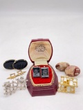 5 pairs of vintage sterling silver cufflinks incl. antique cameo links, and more see pics