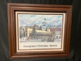 Framed 1987 Georgetown Christmas Market poster signed by artist Paul Gregory