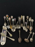 Selextion of vintage to antique souvenir & collectibles spoons Incl. Sterling silver Yosemite spoon