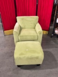 Modern green armchair and ottoman in good condition
