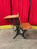 Vintage/antique A.H. Andrews Co. iron and wood school desk/seat combo