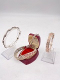 Selection of four sterling silver bracelets incl. turtle bracelet, Italian woven bracelet etc