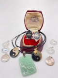 Selection of Asian sterling silver jewelry incl. 6x zodiac pendants, 2 yin-yang, Siam style