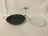 Technique hard-anodized nonstick 2-handled wok pan No.000059 & metal sieve from India
