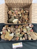 Selection of raw minerals, gems, crystals, pieces with inclusions, and polished rock