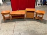 4 pcs. Mission style furniture - coffee table, 2 end tables, filing cabinet