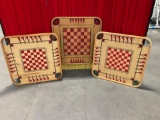 Three vintage carrom boards in good condition