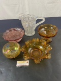 Assorted Carnival Glass, Fenton, Anchor Hocking, Depression Hobnail
