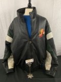 Vintage Men's XXL Seattle SuperSonics Pro Player NBA Wilson Leather Jacket in fair cond