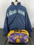 MLB Authentic collection Majestic Seattle Mariners XXL Team jacket & vintage Huskies vinyl bag