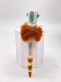 Vintage Zuni Native American handcrafted fur & turquoise detail bone fetish - 5