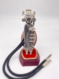 Vintage Native American Sterling silver Kachina bolo tie signed 