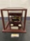 Unique Hand Carved Miniature Bar Set by Bespaq w/ Enclosed Glass Case