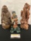 3x vintage Chinese statue figurines - wooden Buddha, Elder w/ bone detail & composite scholar