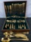2 vintage mid century inspired gold finish flatware sets in box - International & Rogers by Kenwood