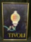 Vintage Tivoli art print by Antonio depicting love birds on a lamplight in original brass tone frame