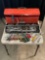 Vintage Metal NAPA toolbox with dozens of tools - Mostly wrenches