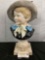 Vintage hand painted & cast Victorian child bust statue w/ marble look base & fine detail